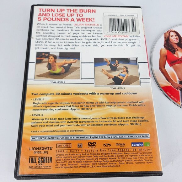 Jillian Michaels Yoga Meltdown DVD Exercise Fitness Workout Burn Calories 1 2 - Picture 2 of 7